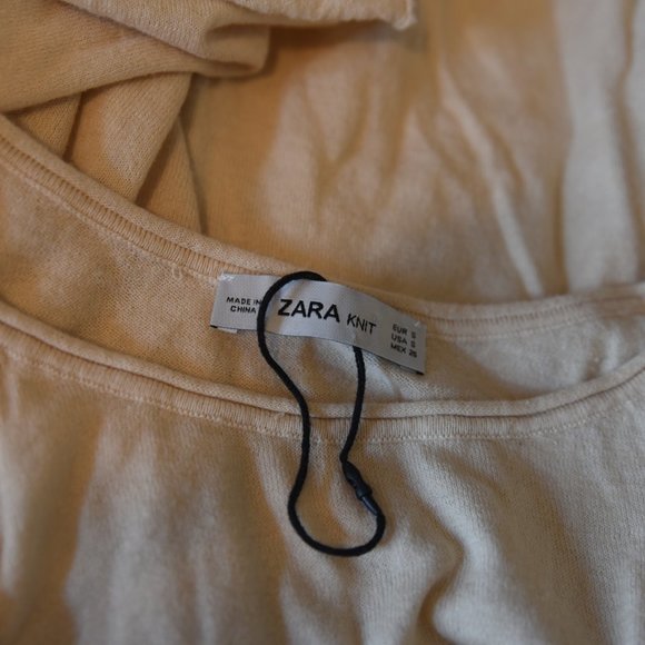 ZARA KNIT Cream Beige Nude Top NWOT Small S - Picture 4 of 4